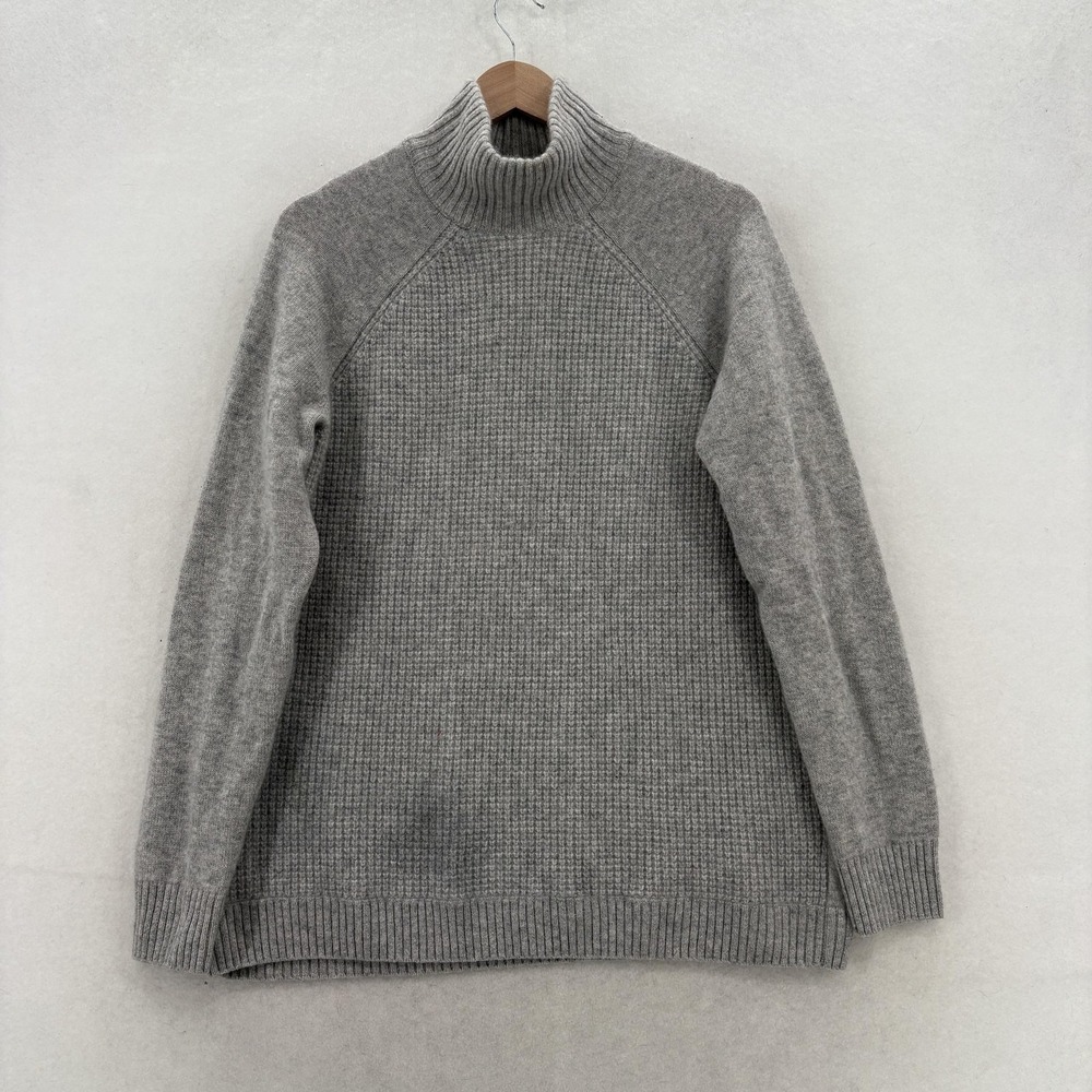 NAADAM Sweater Womens XL Gray 100% Cashmere Turtleneck Waffle Knit Raglan Cozy